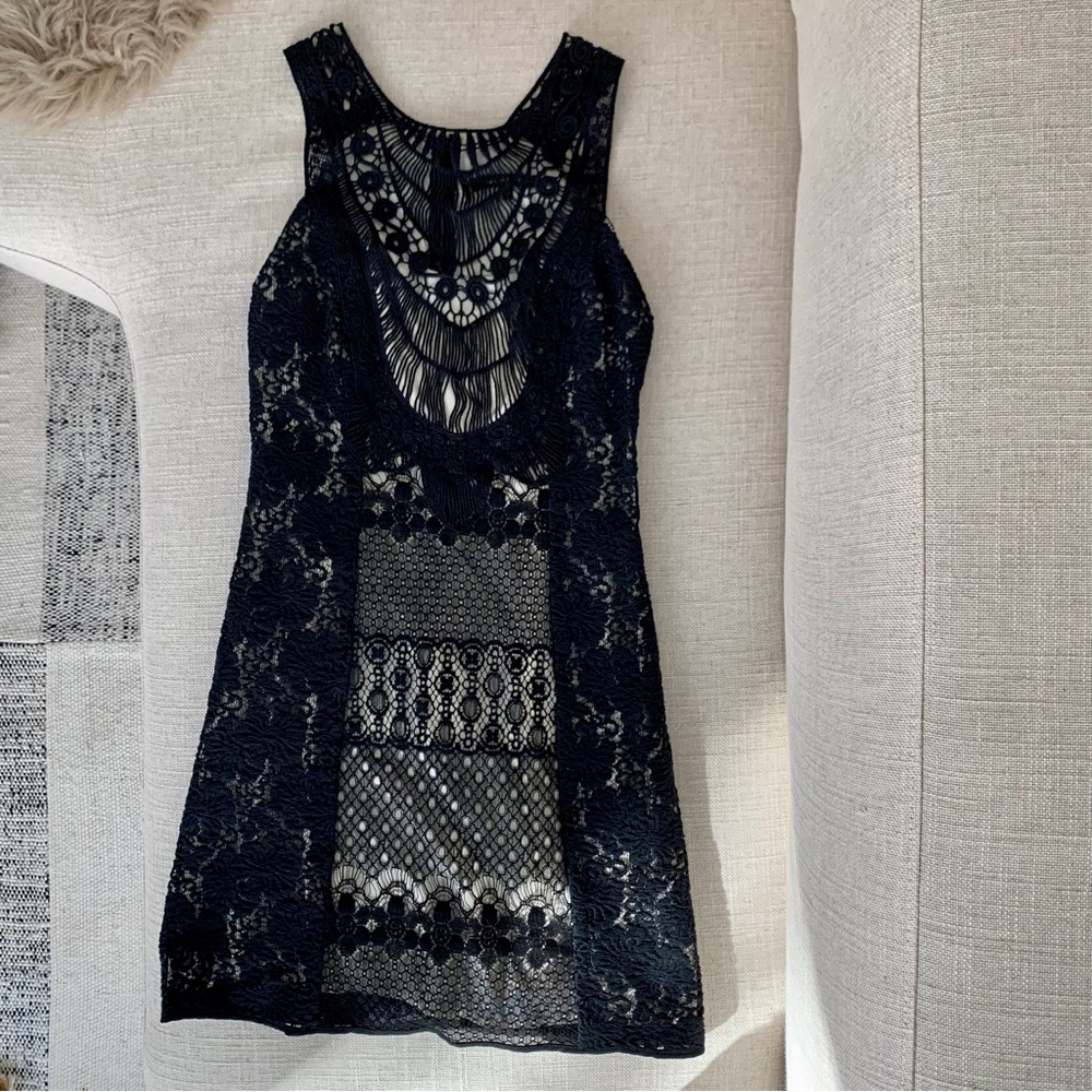 Nanette Lepore Sleeveless Mini Black Lace Dress